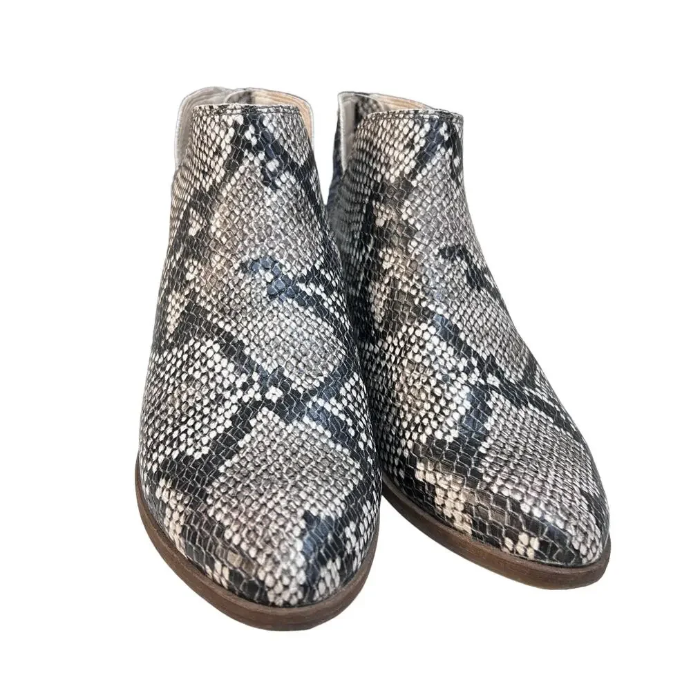 Dolce Vita Karsen Snake Print Ankle Booties Faux Leather Vegan Women's Size 6
